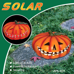 10" Grinning Solar Jack-O-Lantern Solar Lawn Ornament
