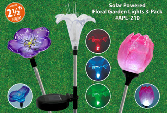 3-Pack of Assorted Solar Garden Flower Stake Lights