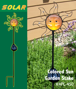 Large Colored Sun Solar Garden Stake Light
