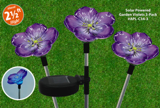 3-Pack of Solar Violet Garden Flower Stake Lights